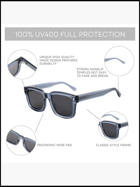 Chunky Rectangle Polarized Sunglasses with Thick Acetate Frame main image 5
